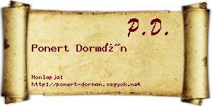 Ponert Dormán névjegykártya